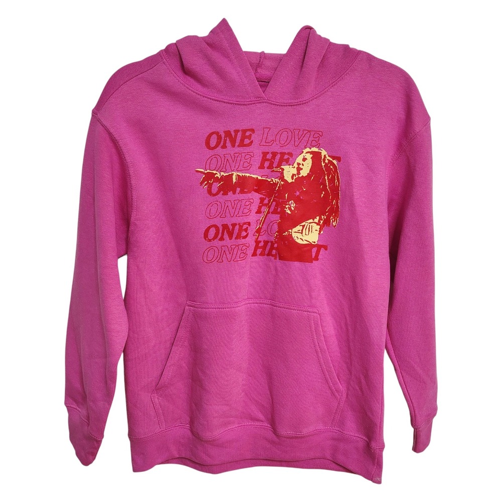 Zion Rootswear Kids Hoodie Sweatshirt Size Large Bob Marley One Love Pink Raggae
